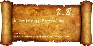 Kubritzky Bertalan névjegykártya